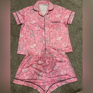 Pink Western Print Pajama Set - Comfortable Sleepwear